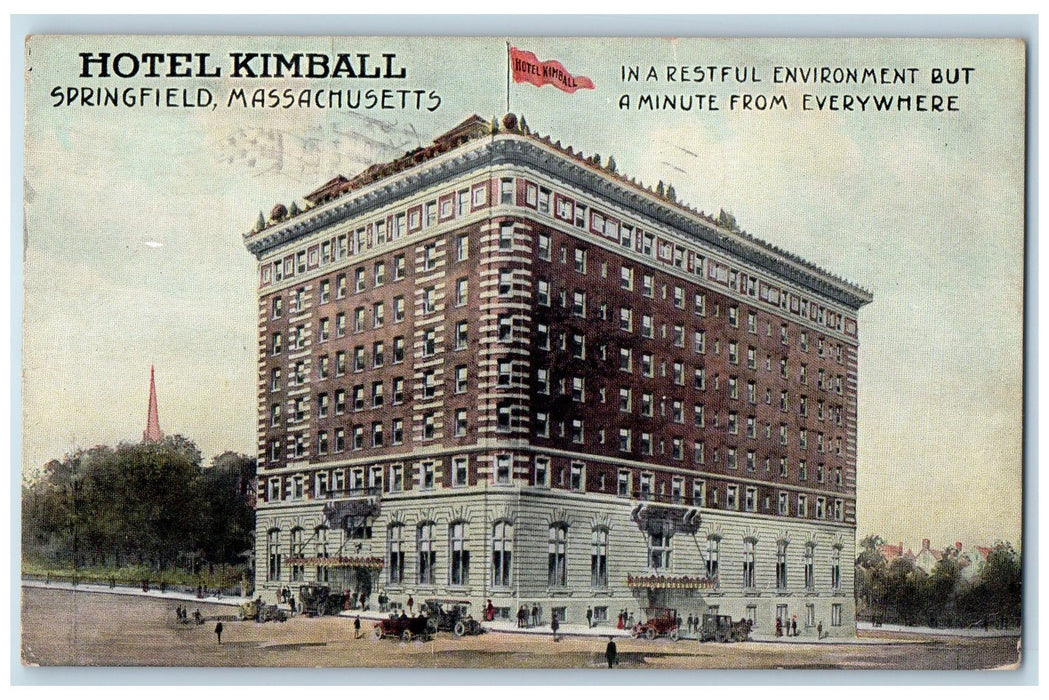 1913 Hotel Kimball Roadside Scene Springfield Massachusetts MA Unposted Postcard