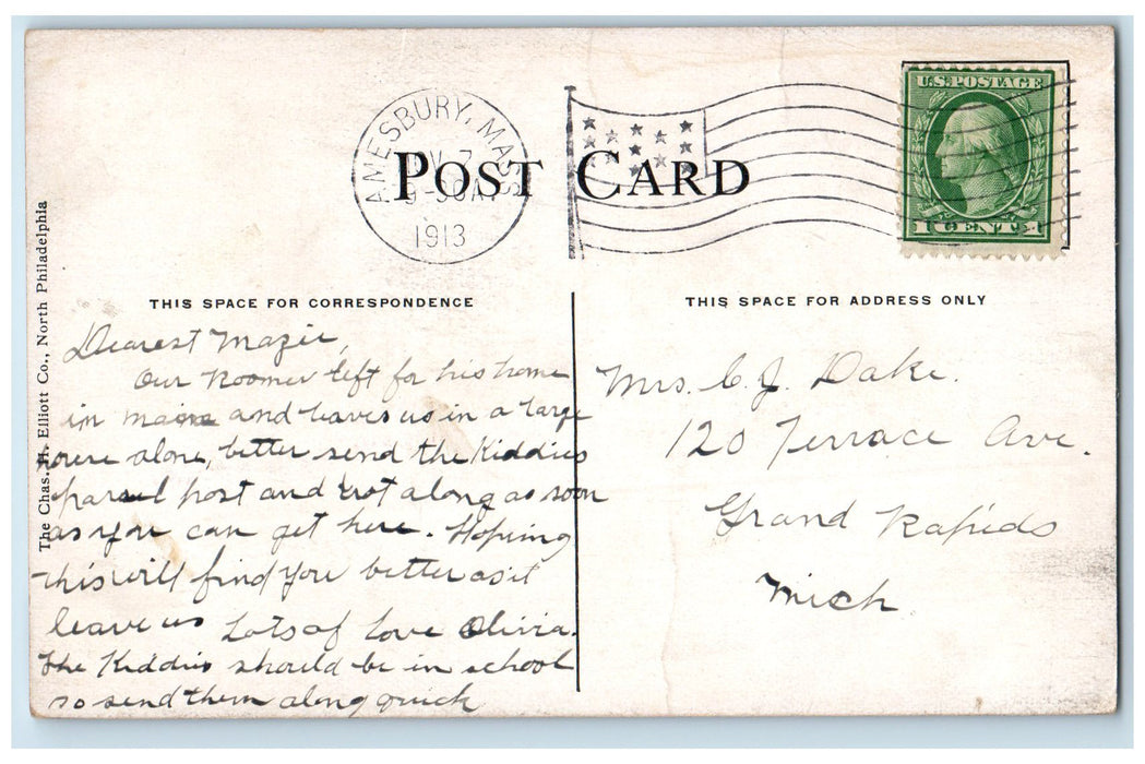 1913 Hotel Kimball Roadside Scene Springfield Massachusetts MA Unposted Postcard