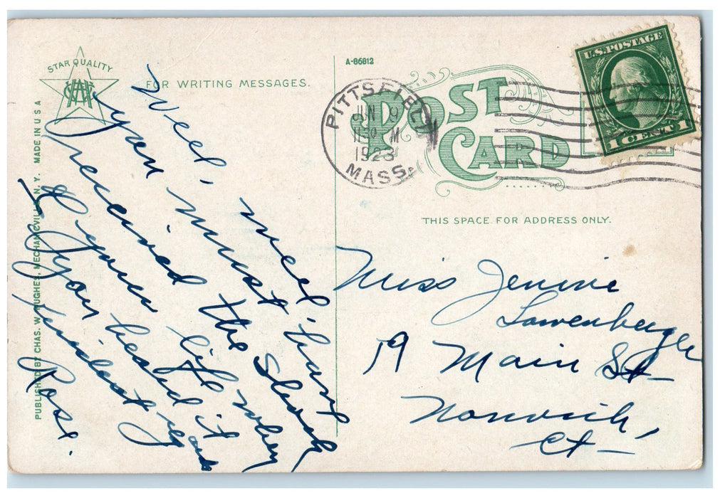 1923 The Deerfield River And Mohawk Trail Charlemont Massachusetts MA Postcard