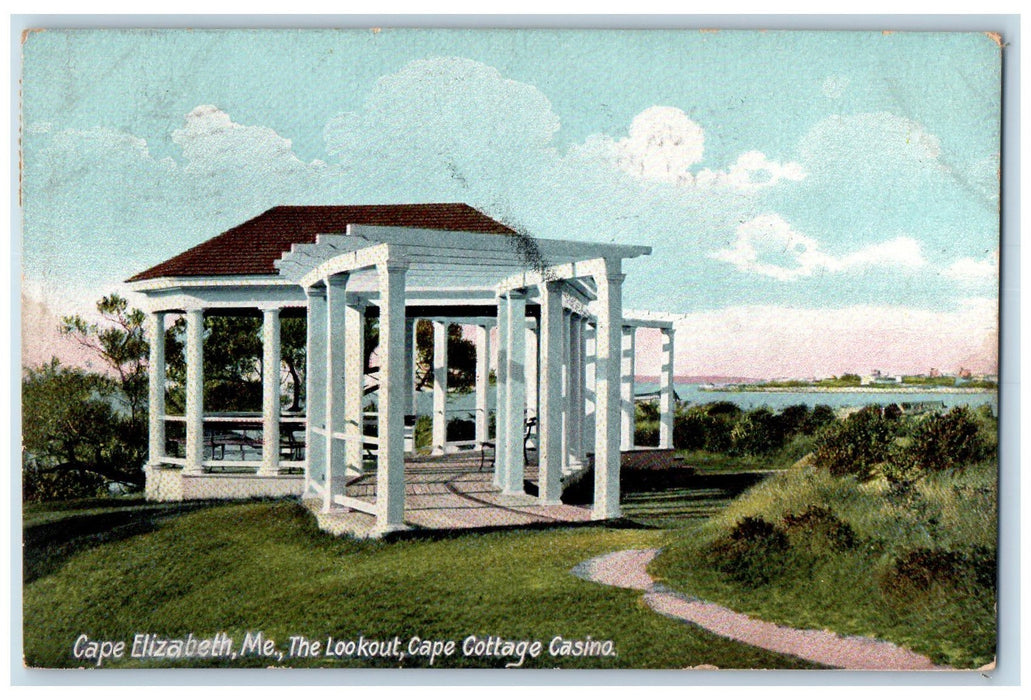 1909 The Lookout Cape Cottage Casino Shed Path Cape Elizabeth Maine ME Postcard