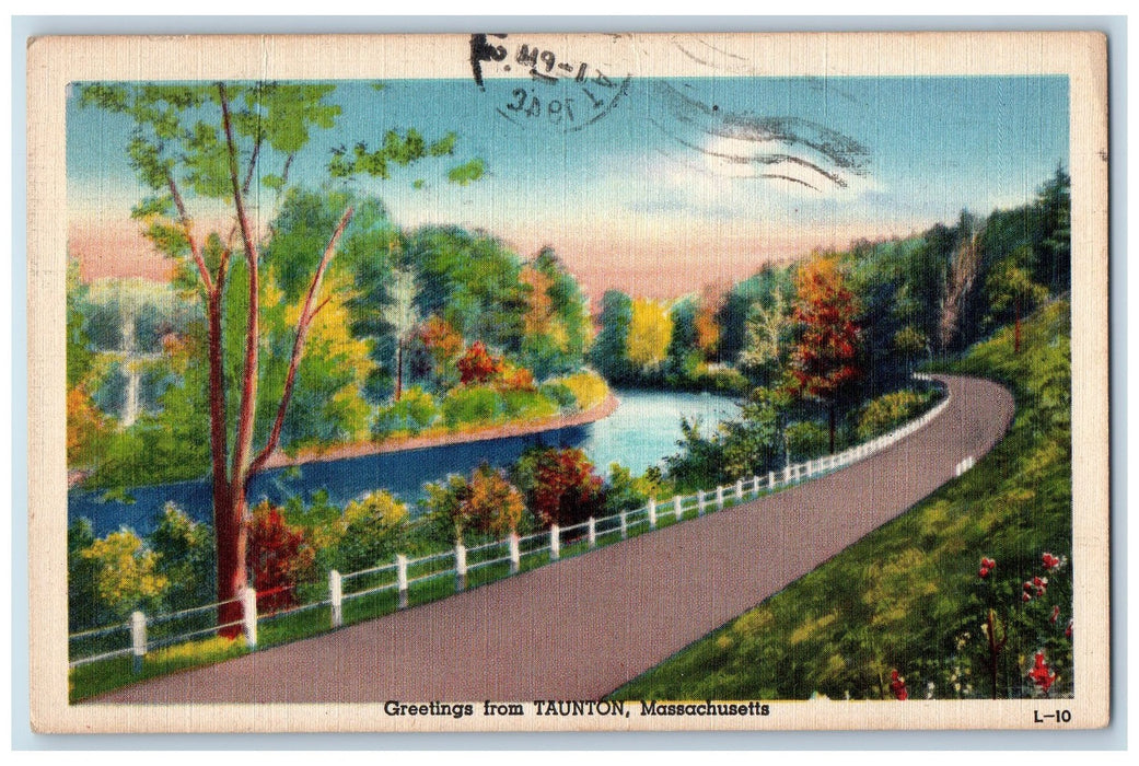 1948 Greetings From Taunton Flowers Massachusetts MA Posted Vintage Postcard