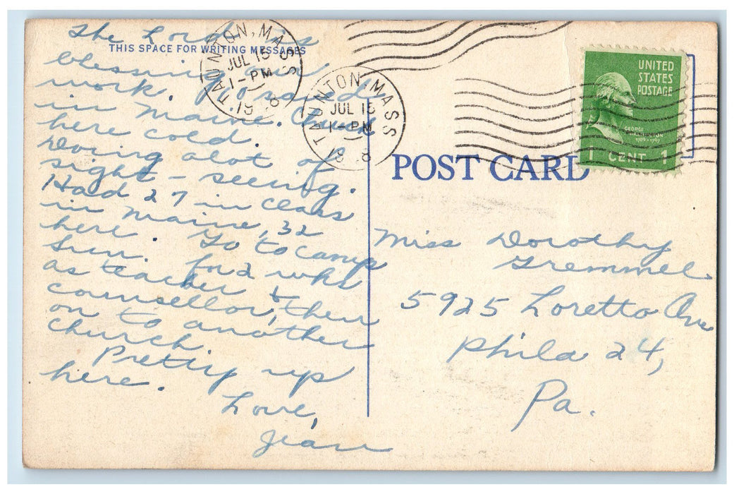 1948 Greetings From Taunton Flowers Massachusetts MA Posted Vintage Postcard