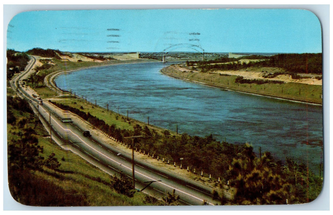 1956 Highway Along Cape Cod Canal Showing Sagamore Massachusetts MA Postcard