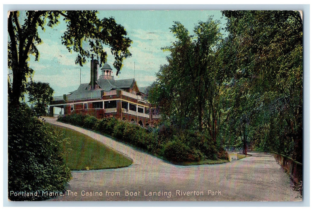 1910 The Casino From Boat Landing Riverton Park View Portland Maine ME Postcard