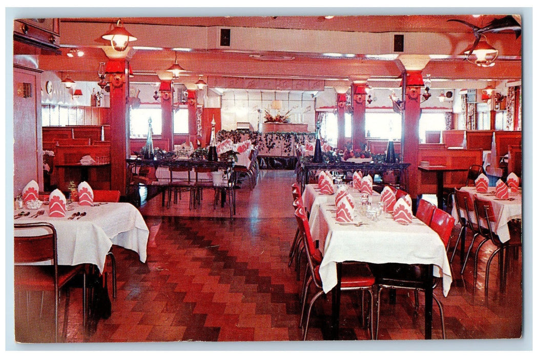 1956 Captain's Room Dining Room Sea Grill Dorchester Massachusetts MA Postcard
