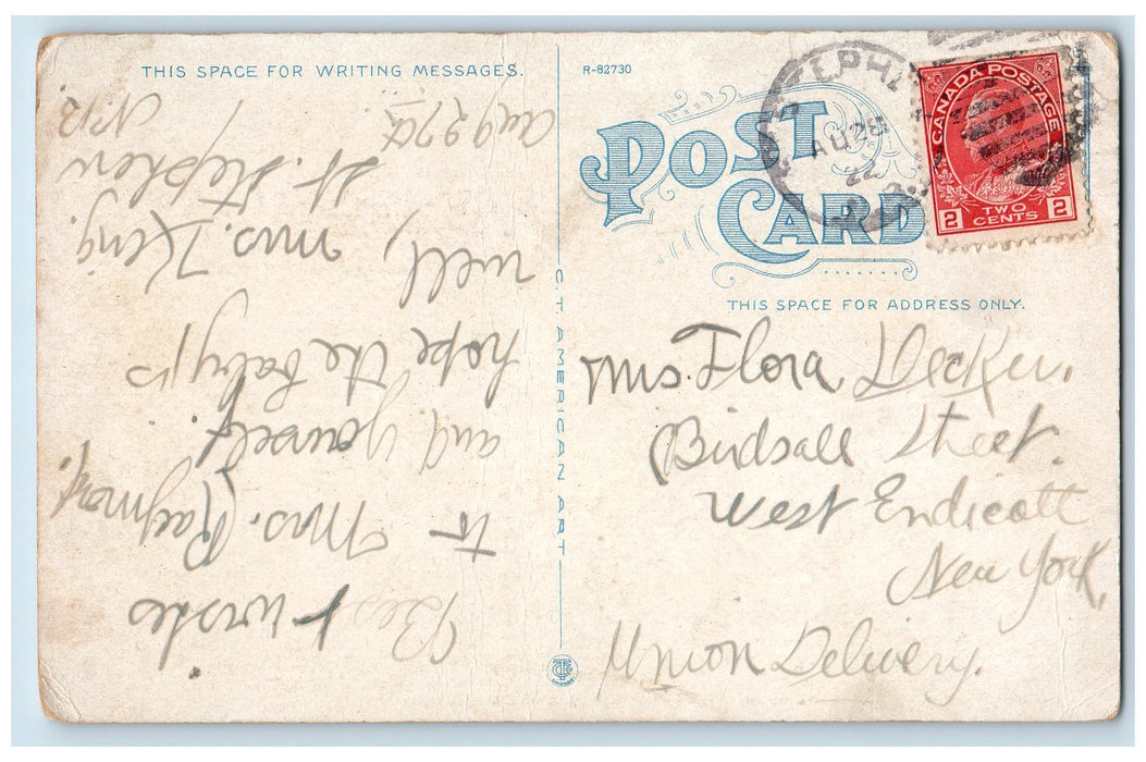 c1920 International Bridge Connecting St Stephen NB Calais Boat Lake ME Postcard
