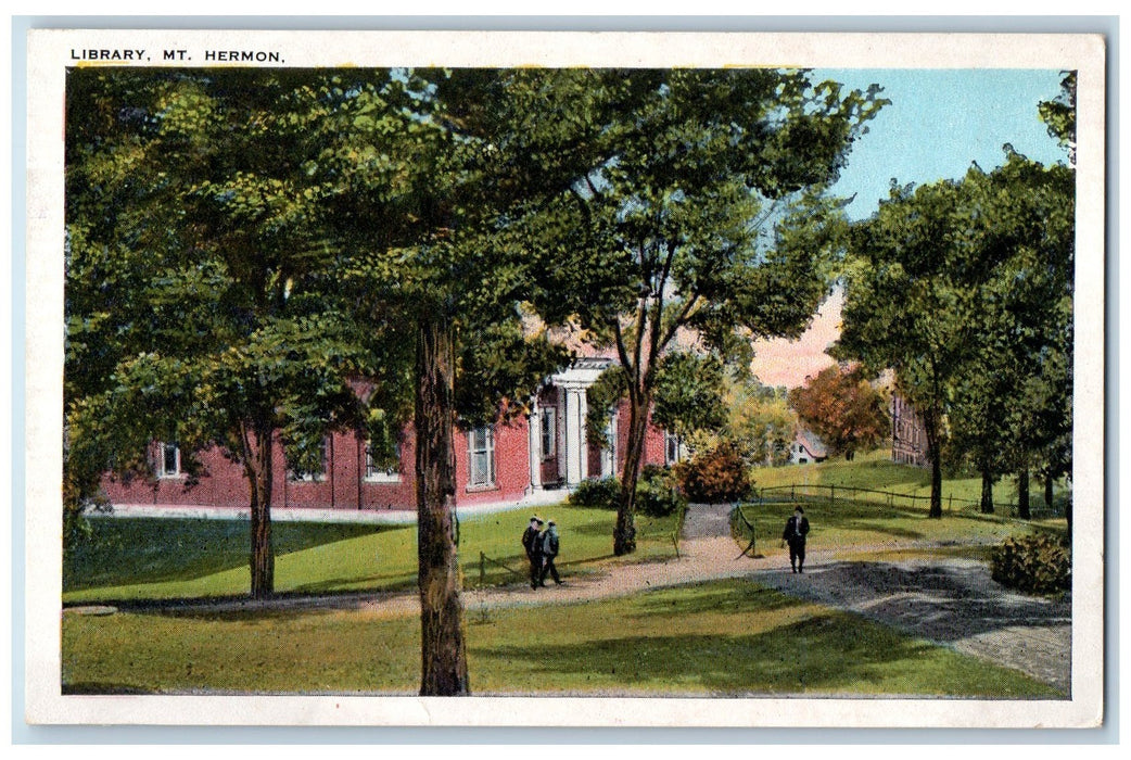 c1920's Library Tree Scene Mt. Hermon Massachusetts MA Unposted Vintage Postcard