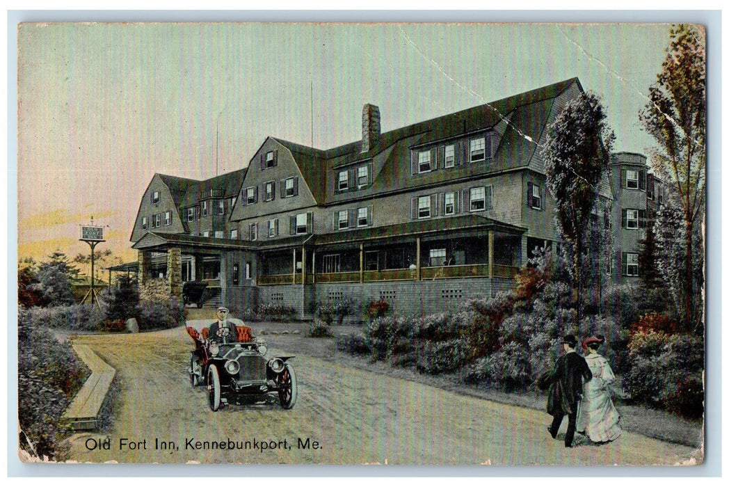 c1950's Old Fort Inn View Restaurant Classic Car Kennebunkport Maine ME Postcard