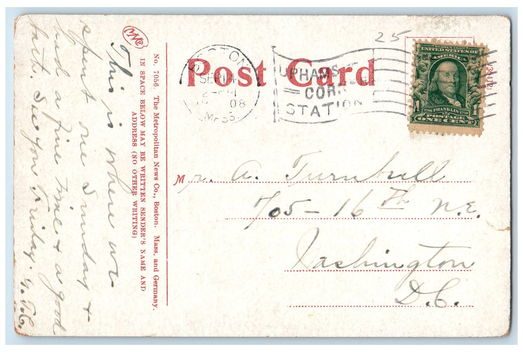 1908 Nantasket Beach Pacific House View Massachusetts MA Posted Vintage Postcard