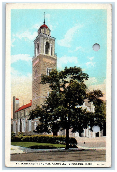 c1920's St. Margaret's Church Scene Campello Brockton Massachusetts MA Postcard