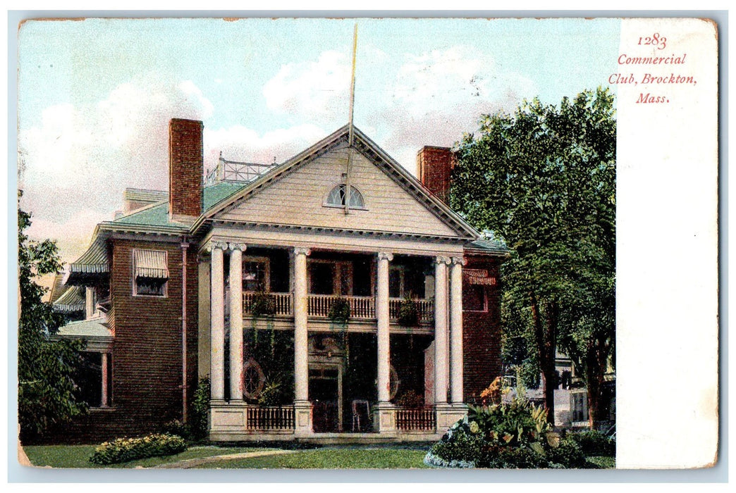 1908 Commercial Club Exterior Scene Brockton Massachusetts MA Unposted Postcard