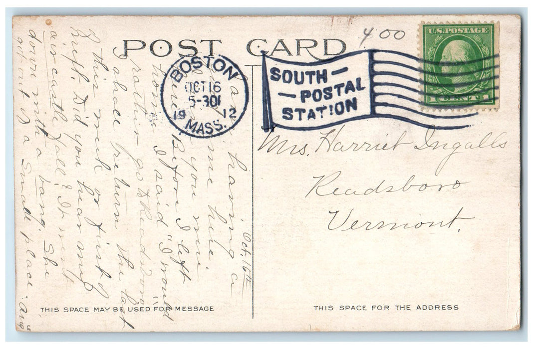1912 City Hall And Library Roadside Brockton Massachusetts MA Posted Postcard