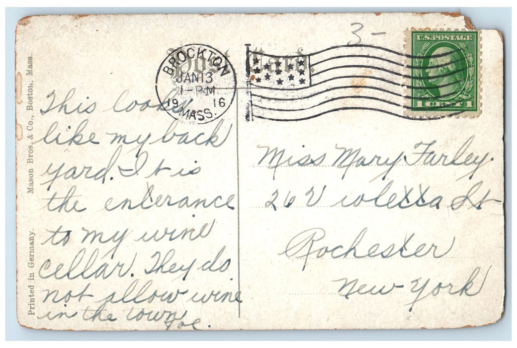 1916 Entrance To Highland Park Scene Brockton Massachusetts MA Posted Postcard