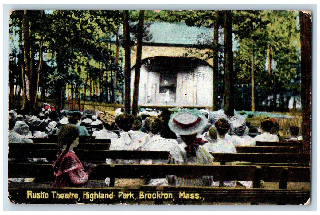 1907 Rustic Theatre View Highland Park Brockton Massachusetts MA Posted Postcard