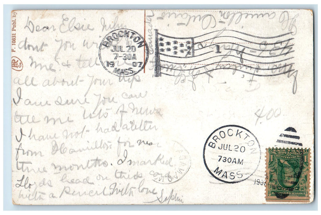 1907 Rustic Theatre View Highland Park Brockton Massachusetts MA Posted Postcard