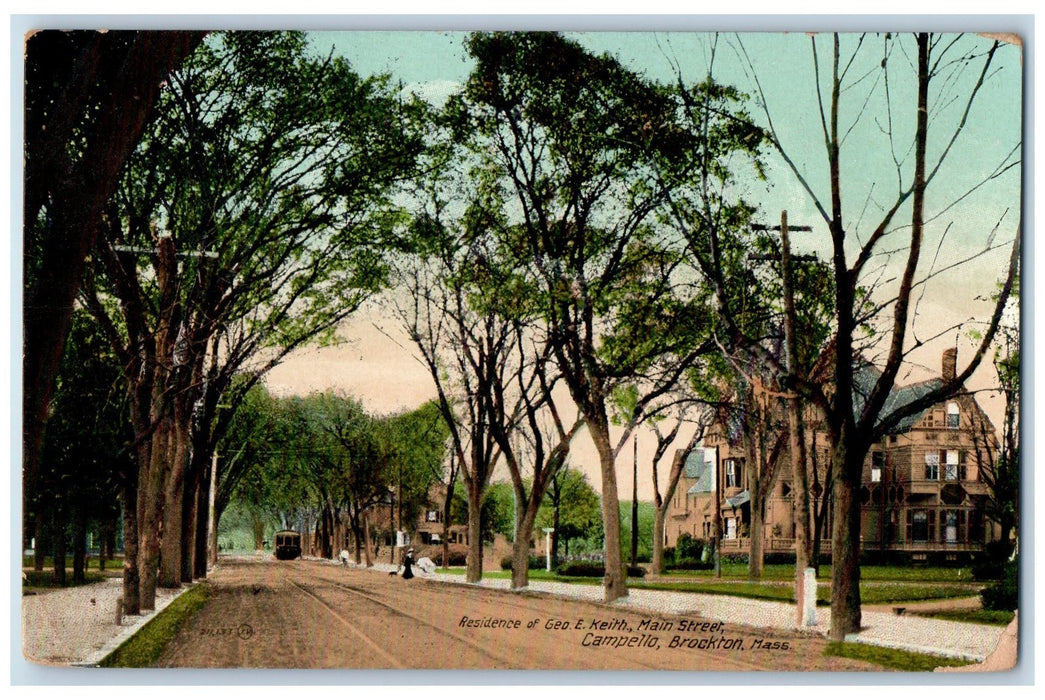1910 Residence Geo E Keith Main Street Brockton Massachusetts MA Posted Postcard