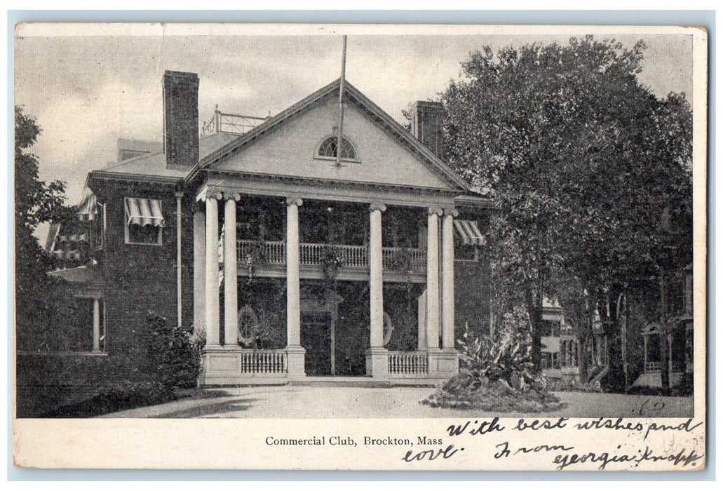 1907 Commercial Club Exterior Scene Brockton Massachusetts MA Posted Postcard