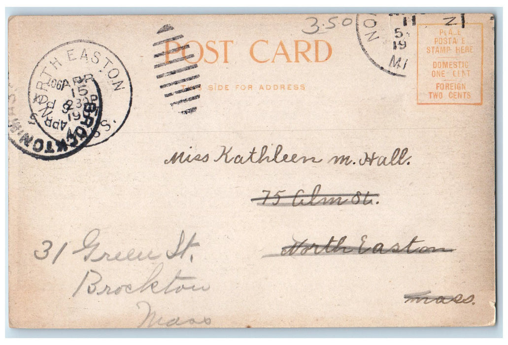 1907 Commercial Club Exterior Scene Brockton Massachusetts MA Posted Postcard