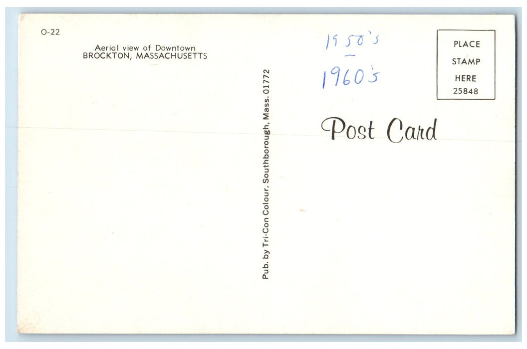 c1960's Greetings From Brockton Aerial View Massachusetts MA Unposted Postcard