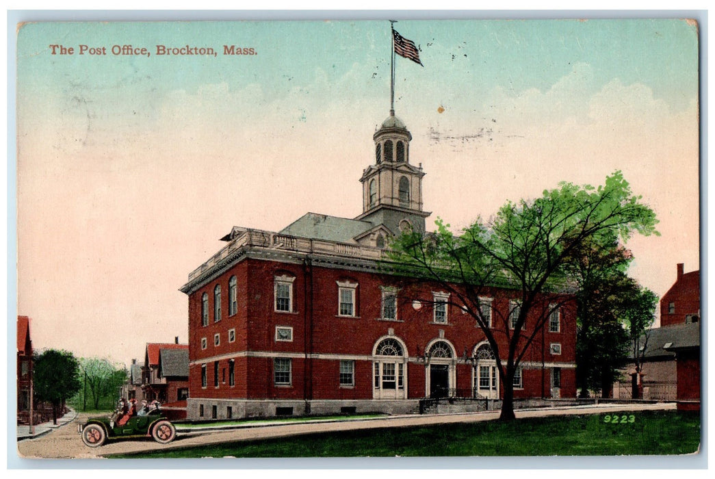 1911 The Post Office Exterior Scene Brockton Massachusetts MA Unposted Postcard