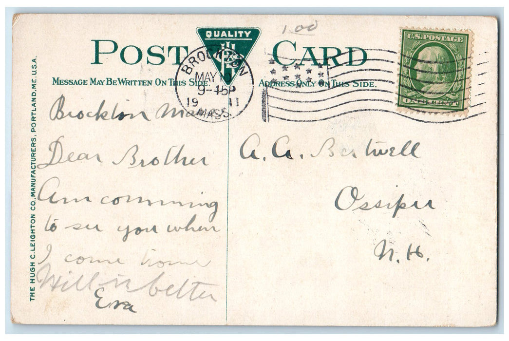 1911 The Post Office Exterior Scene Brockton Massachusetts MA Unposted Postcard