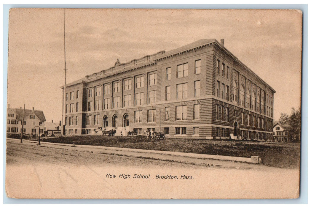 c1905s New High School Scene Brockton Massachusetts MA Unposted Vintage Postcard