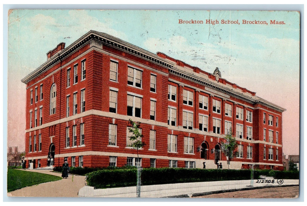 1910 Brockton High School  Brockton Massachusetts MA Posted Vintage Postcard