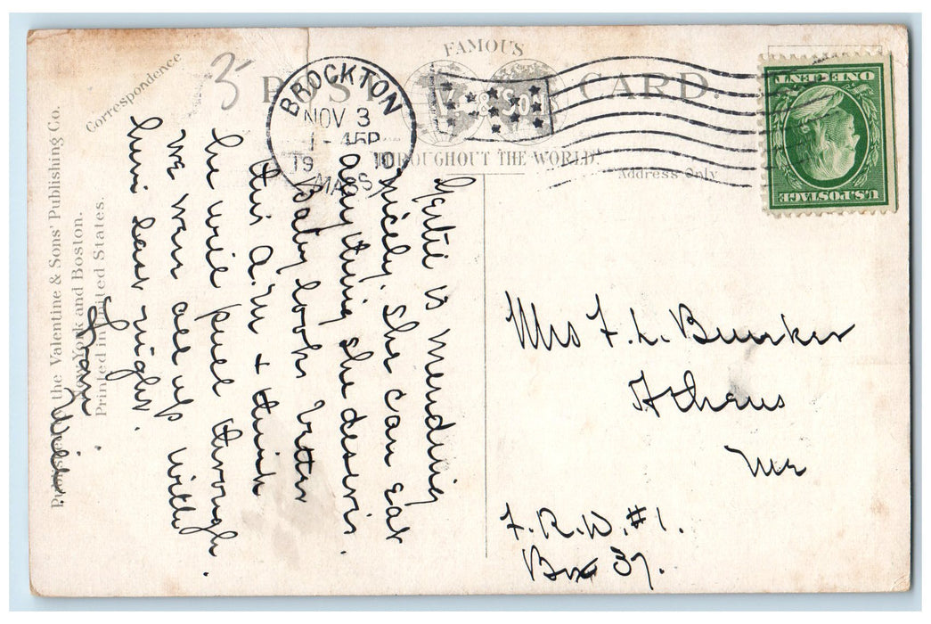 1910 Brockton High School  Brockton Massachusetts MA Posted Vintage Postcard