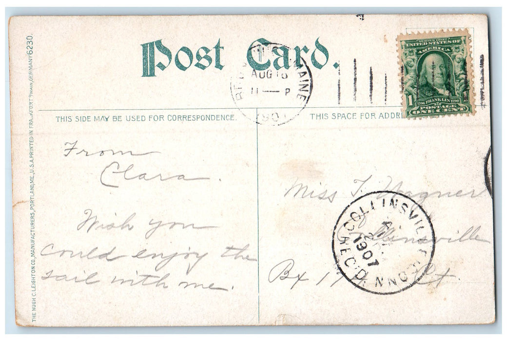 1907 The Rush Of Tide Gurnet Bridge Grove Road New Meadows River ME Postcard
