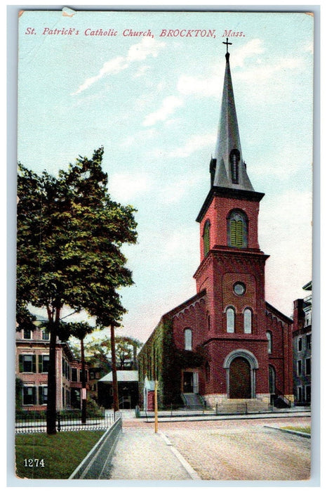 c1910's St. Patrick's Catholic Chu Brockton Massachusetts MA Unposted Postcard