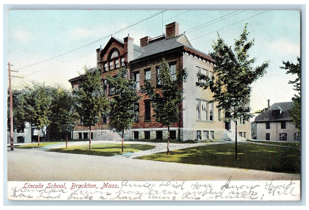 c1905s Lincoln School Exterior Scene Brockton Massachusetts MA Unposted Postcard