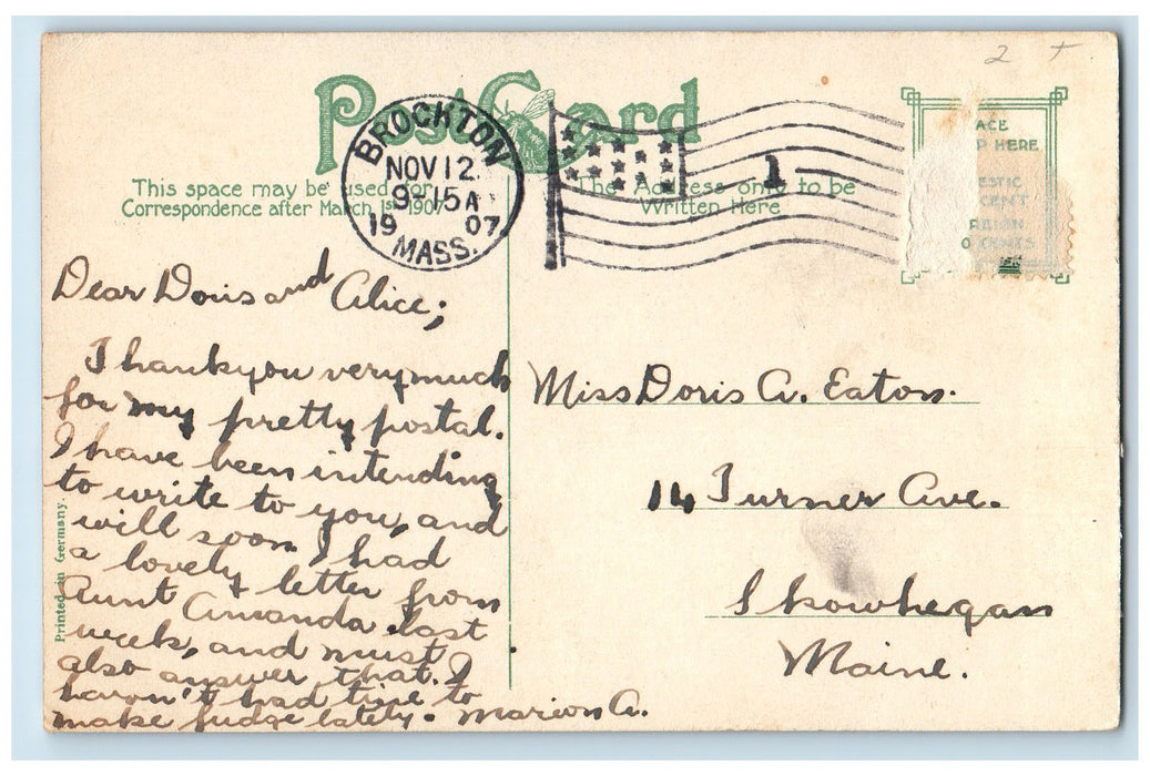 1907 Howard School Exterior Roadside Brockton Massachusetts MA Posted Postcard