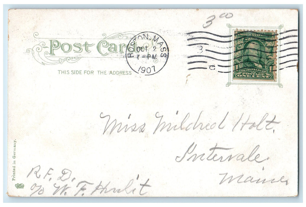 1907 City Hall Exterior Scene Roadside Brockton Massachusetts MA Posted Postcard