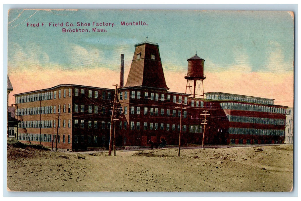 1914 Fred F. Field Co. Shoe Factory Montello Brockton Massachusetts MA Postcard