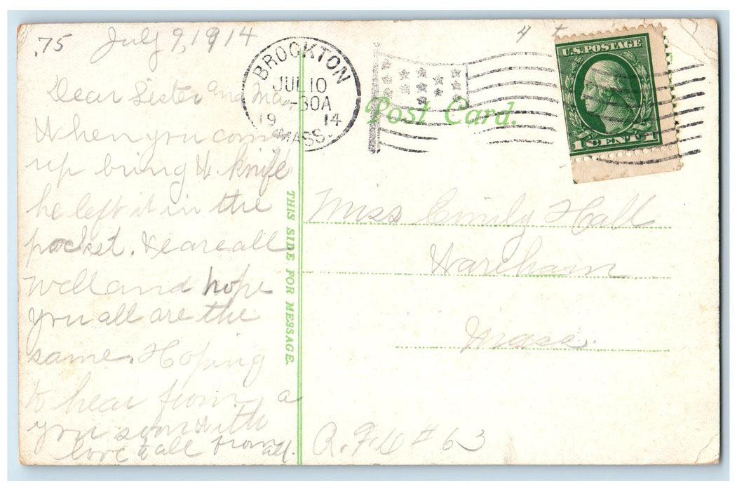 1914 Fred F. Field Co. Shoe Factory Montello Brockton Massachusetts MA Postcard