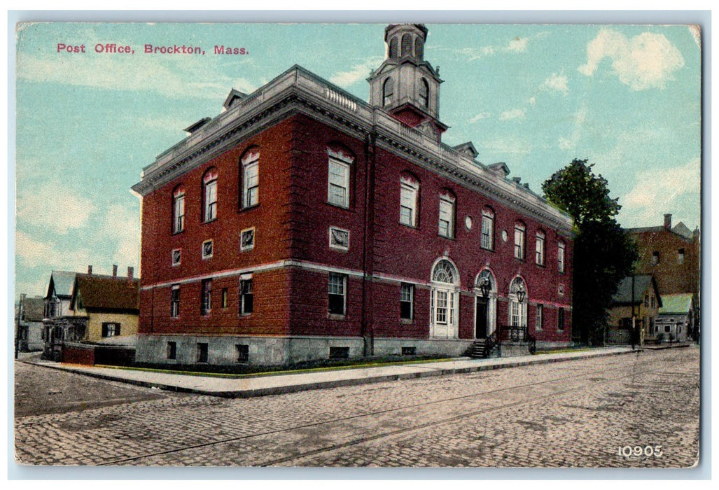 c1910's Post Office Exterior Scene Brockton Massachusetts MA Unposted Postcard