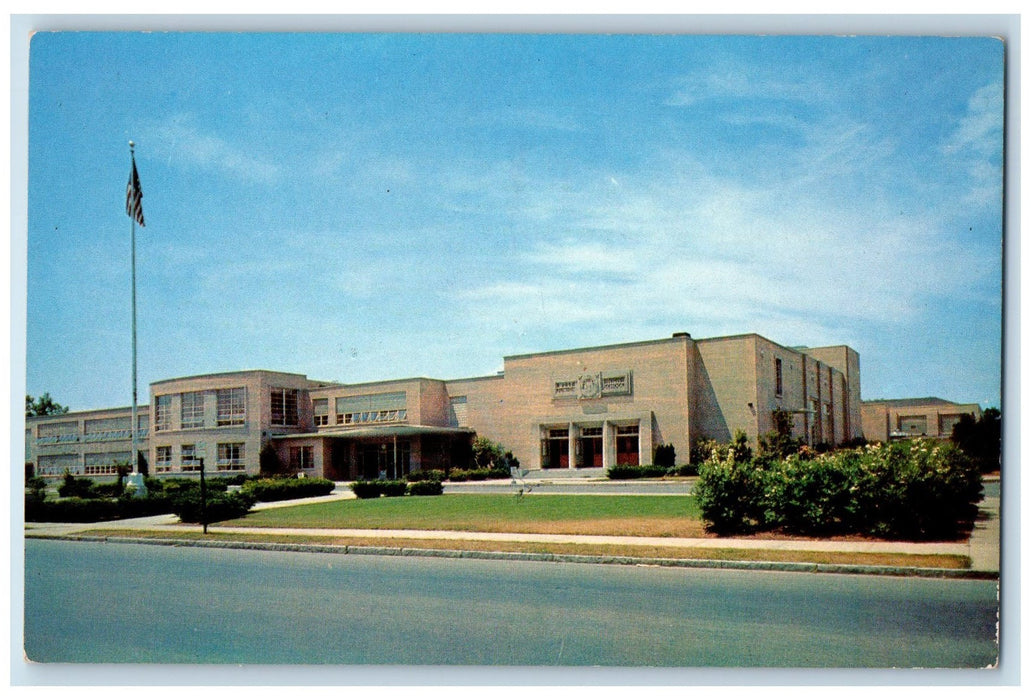 c1960's West End Junior High School Roadside Brockton Massachusetts MA Postcard