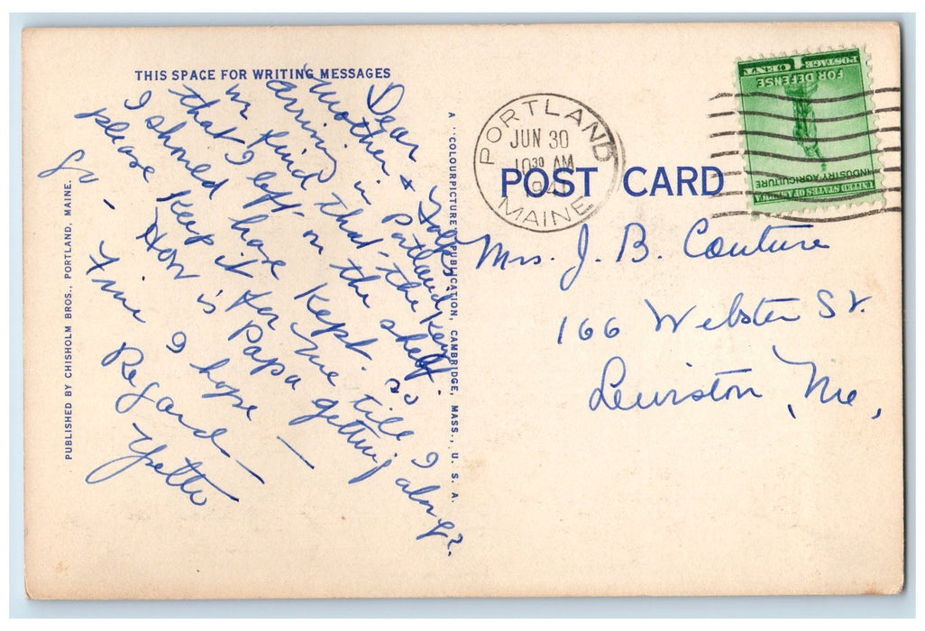 1941 Congress Street West Congress Square Classic Cars Rail Portland ME Postcard