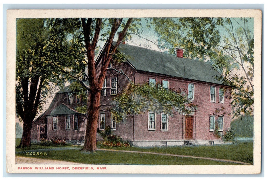 c1920's Parson Williams House Exterior Scene Deerfield Massachusetts MA Postcard