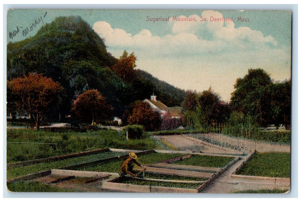 1912 Sugarloaf Mountain So. Deerfield Massachusetts MA Posted Farmer Postcard