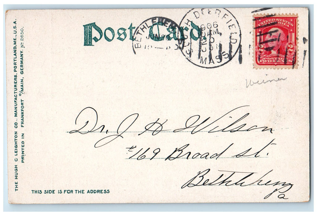 1906 Old Bartlett House Roadside So. Deerfield Massachusetts MA Posted Postcard