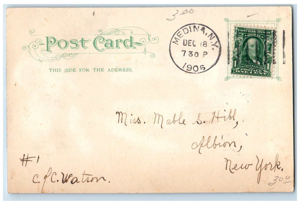 1906 St. Luke's Hospital Building View Shed Roadside Sidewalk NY Posted Postcard