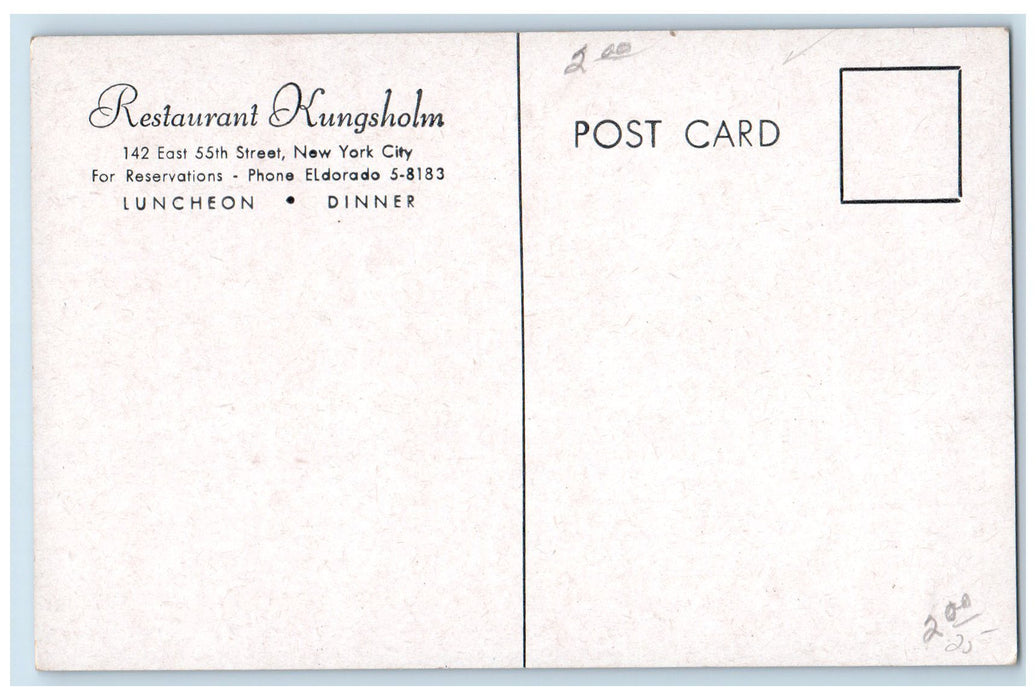 c1950 Restaurant Kungsholm Famous Smorgasbord Scene Table Foods Wine NY Postcard
