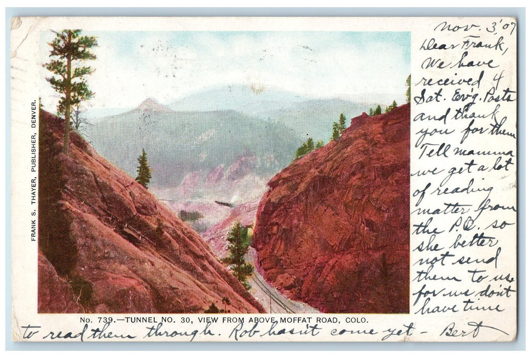 1907 Tunnel #30 Hills Rail Trees View Above Moffat Road Colorado CO Postcard