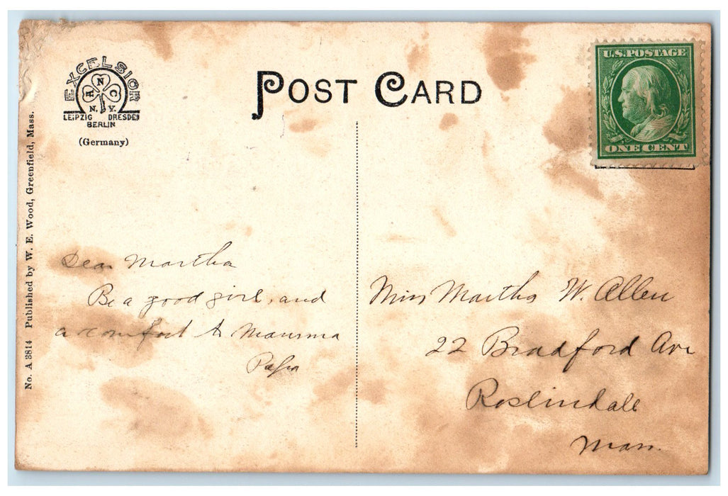c1910's Mrs. Laure Wells & Sheldon Memorial Deerfield Massachusetts MA Postcard