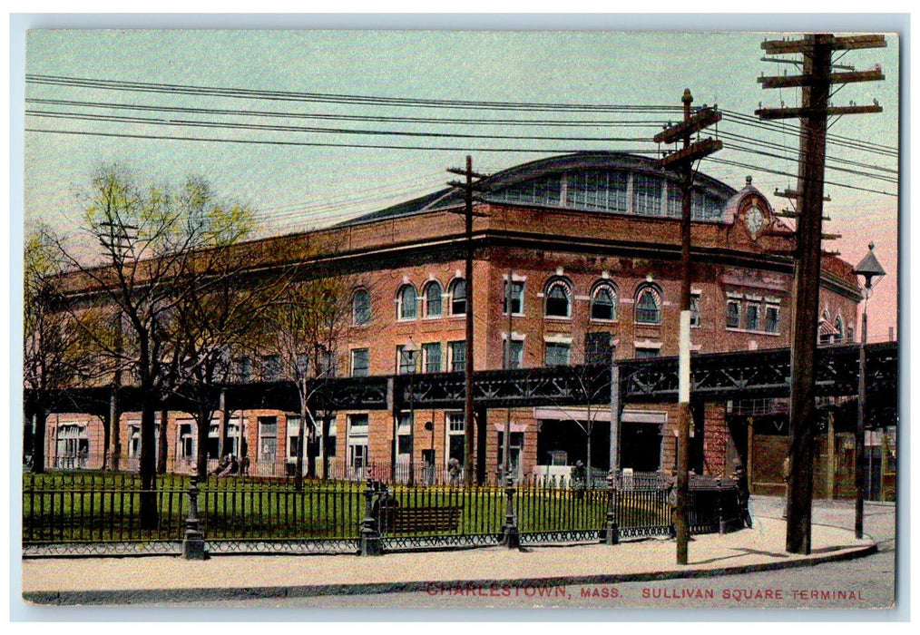 c1910's Sullivan Square Terminal Exterior Charlestown Massachusetts MA Postcard