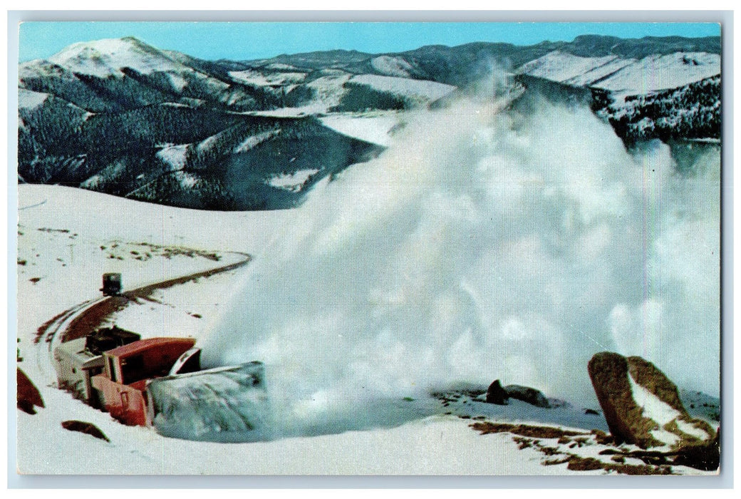 c1950's Clearing Huge Snowdrifts On Cog Road To Summit Of Pikes Peak CO Postcard