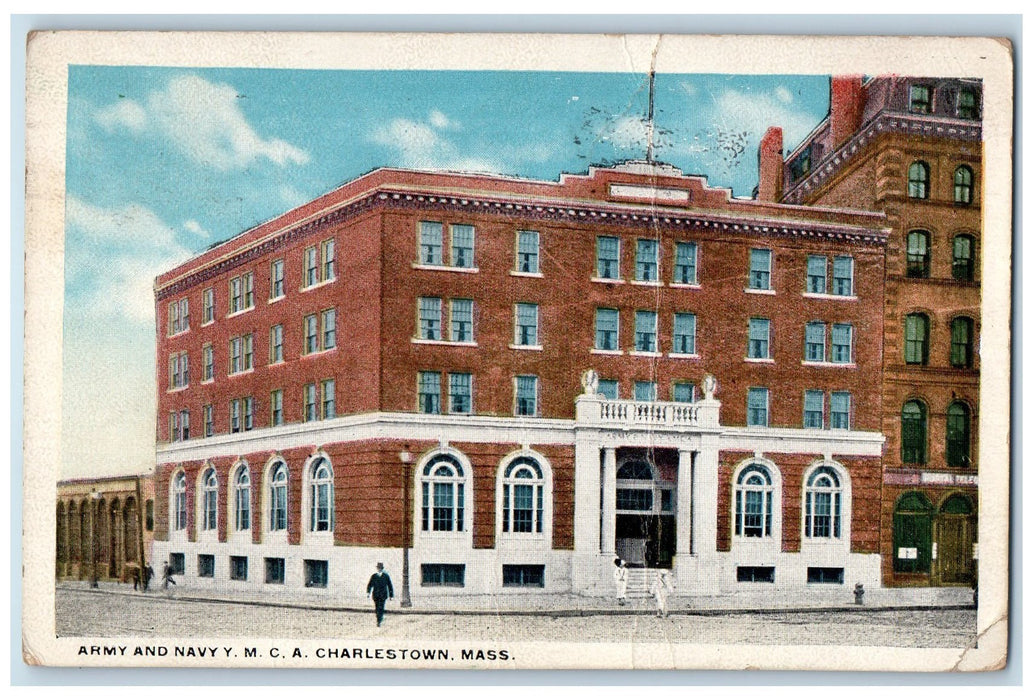 1920 Army And Navy YMCA Exterior Roadside Charlestown Massachusetts MA Postcard