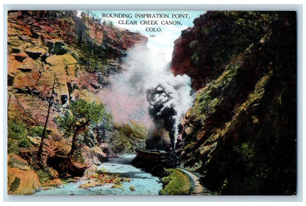 c1950's Rounding Inspiration Point Clear Train Creek Canon Colorado CO Postcard