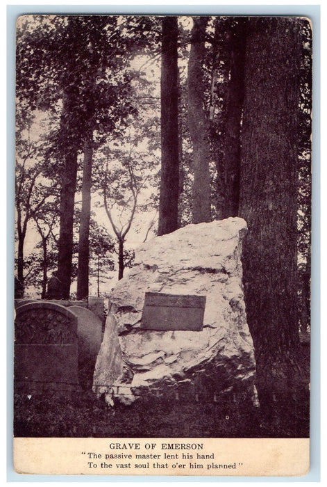 c1910s Grave Of Emerson Scene Concord Massachusetts MA Unposted Antique Postcard